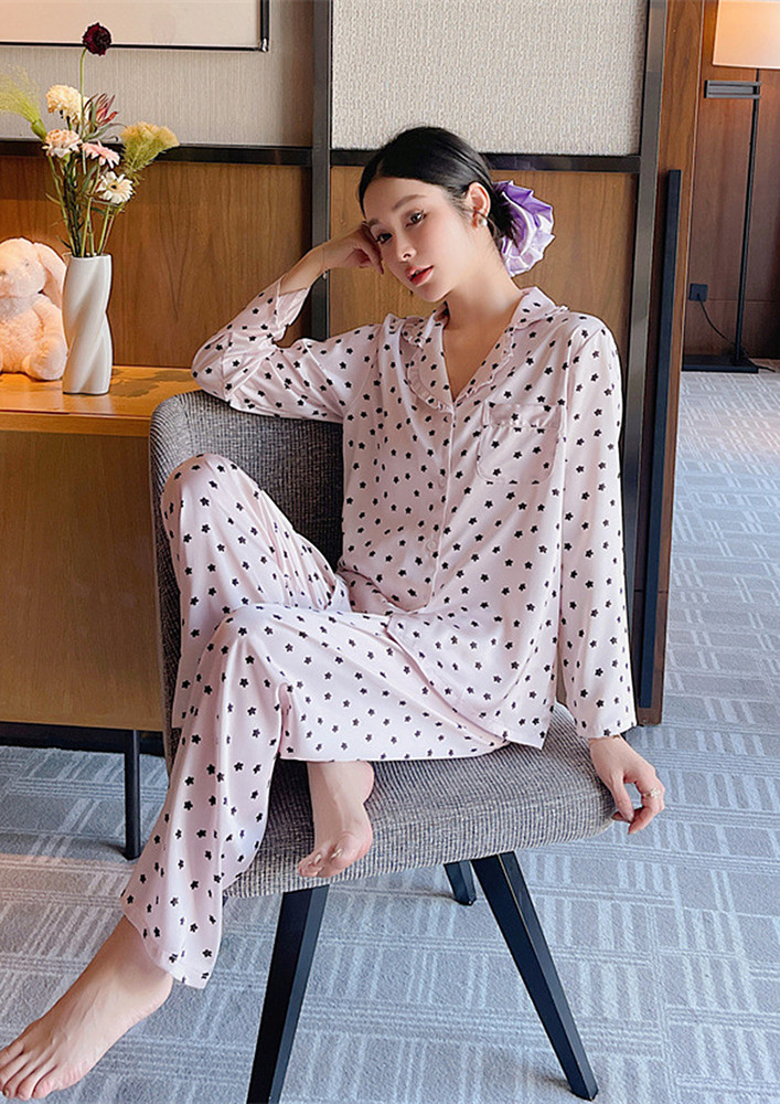 Floral Pattern Purple Pyjama Set