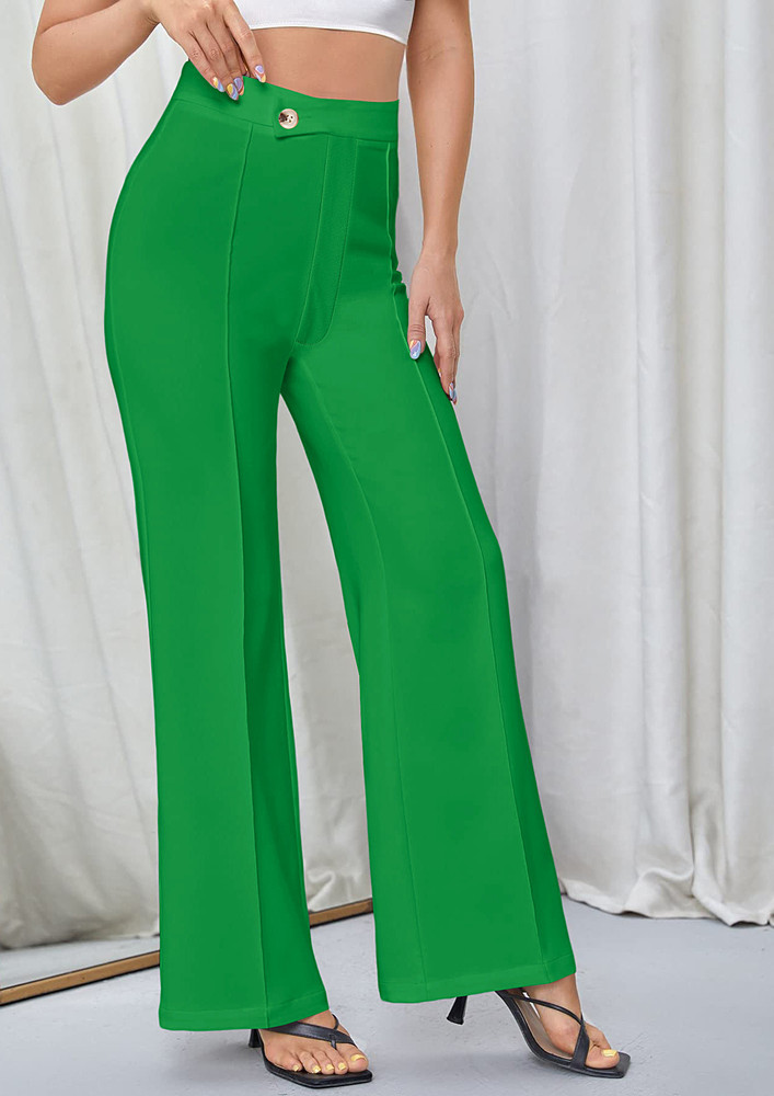 High-waisted Twill Dark Green Pants