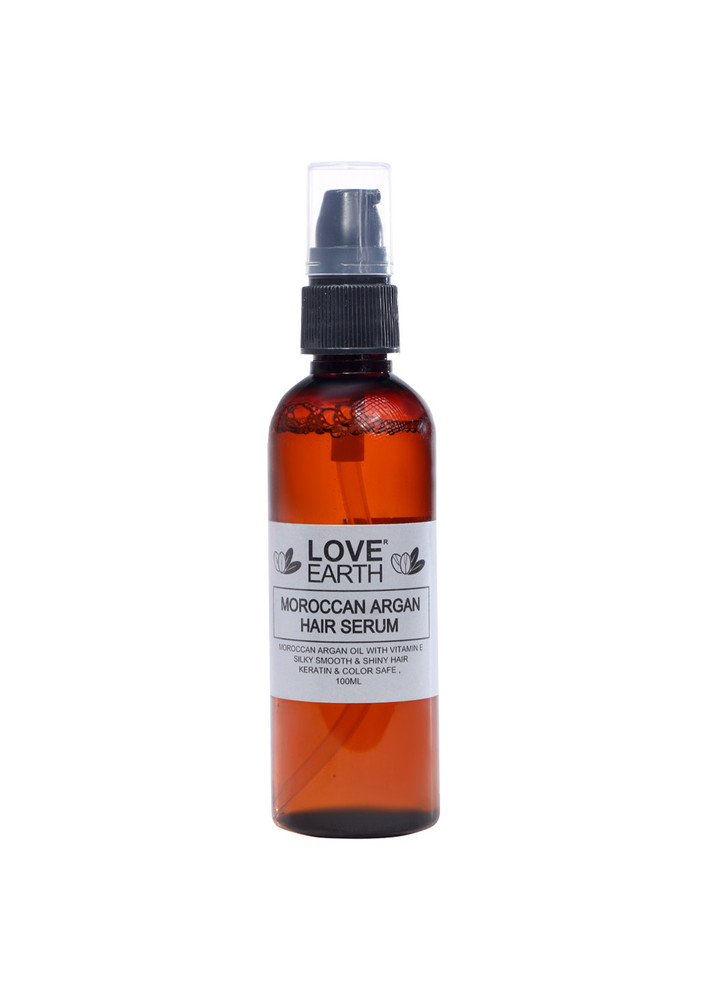 Love Earth Moroccan Argan Hair Serum Enriched With Goodness of Moroccan Argan Oil And Bhringraj For Frizz Free, Smooth & Shiny Hair 100ml