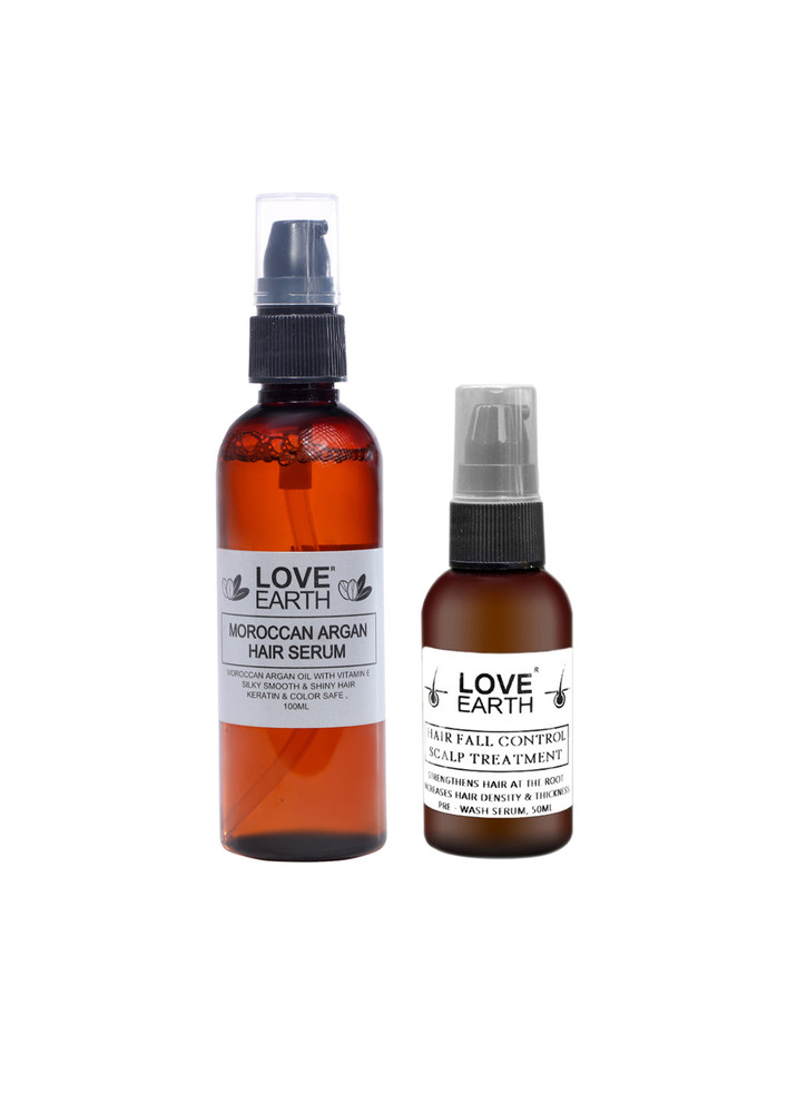 Love Earth Hair Serum Combo Enriched With Essential Oils & Herbal Extracts For Smooth, Frizz Free And Glossy Hair