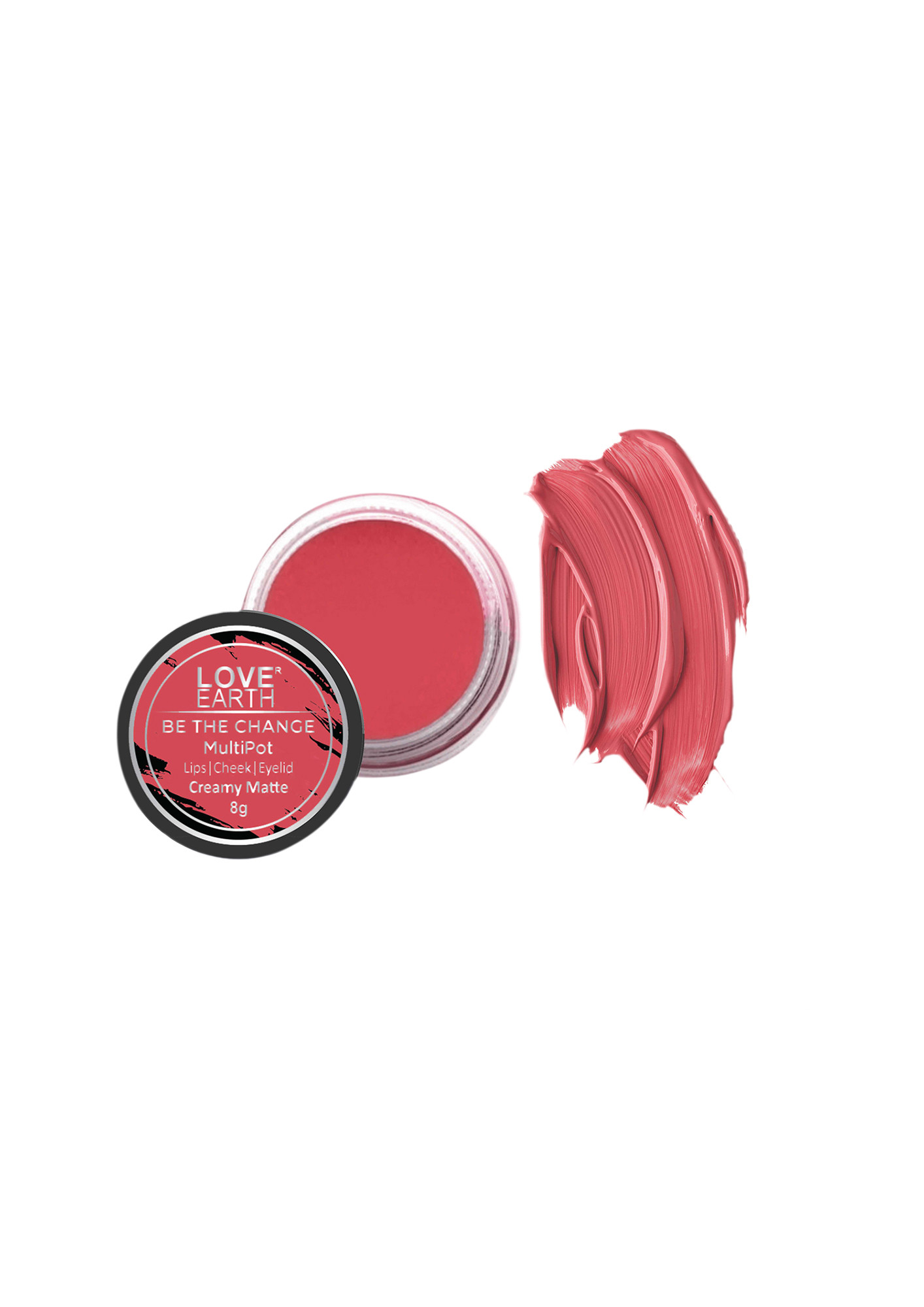 Love Earth Lip Tint & Cheek Tint Multipot-Be The Change With Richness Of Jojoba Oil And Vitamin E For Lips, Eyelids & Cheeks
