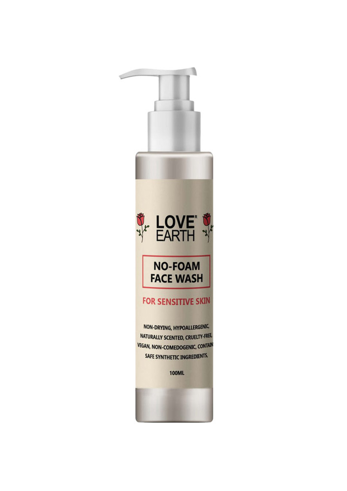 Love Earth No Foam Face Wash for Normal to Sensitive Skin | Soap Free, Non-Irritating, Skin Hydrating | Gentle Skin Cleanser 100ML