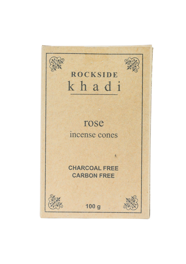 ROCKSIDE Khadi Herbal Insense Cone Rose  (  Set Of 3 )