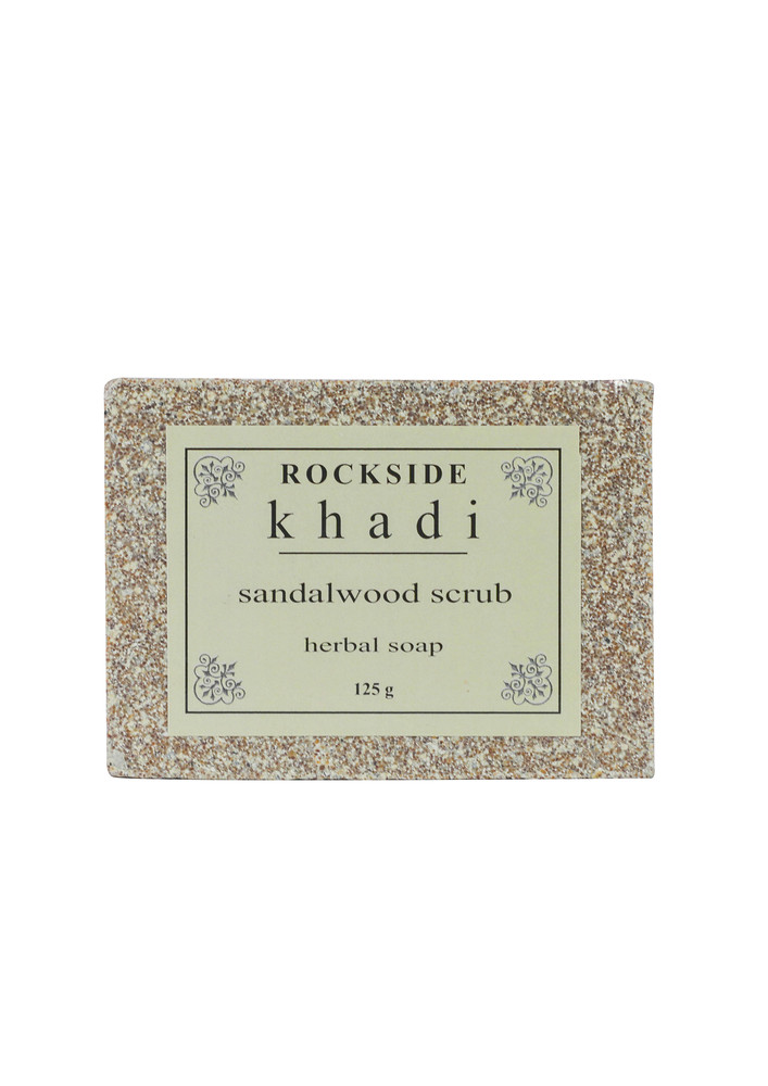 ROCKSIDE Khadi Sandalwood Scrub Herbal Soap  (  Set Of 4 )