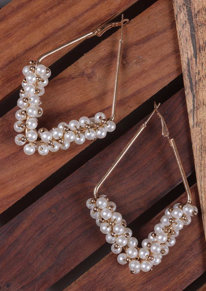 Rose Gold-plated Contemporary Rose Gold & White Drop Earrings