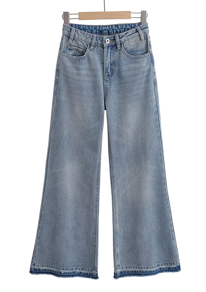 HIGH-WAISTED LOOSE FIT BLUE JEANS