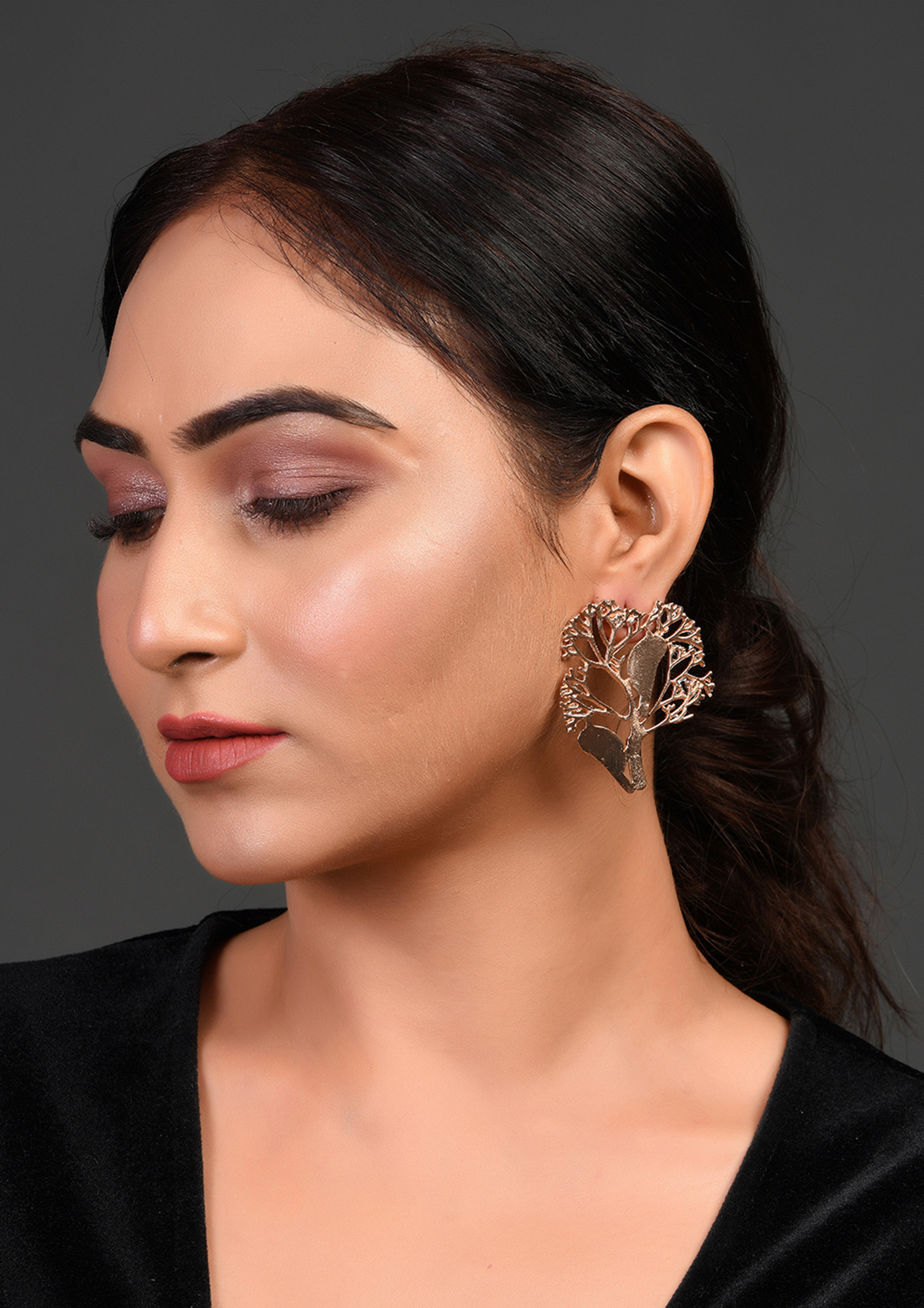 Rose Gold-Plated Tree shaped Earrings