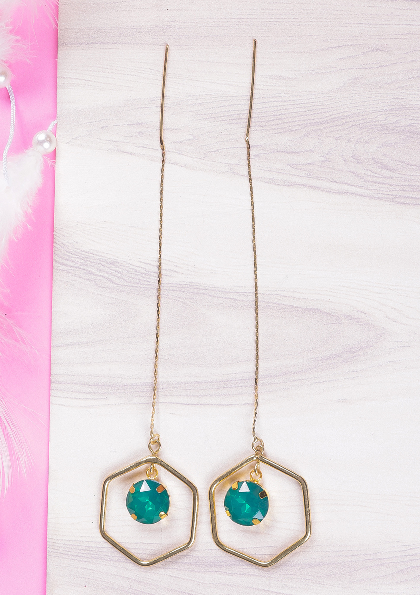 Women Amazing Rose Gold-Plated Teal Drop Earrings