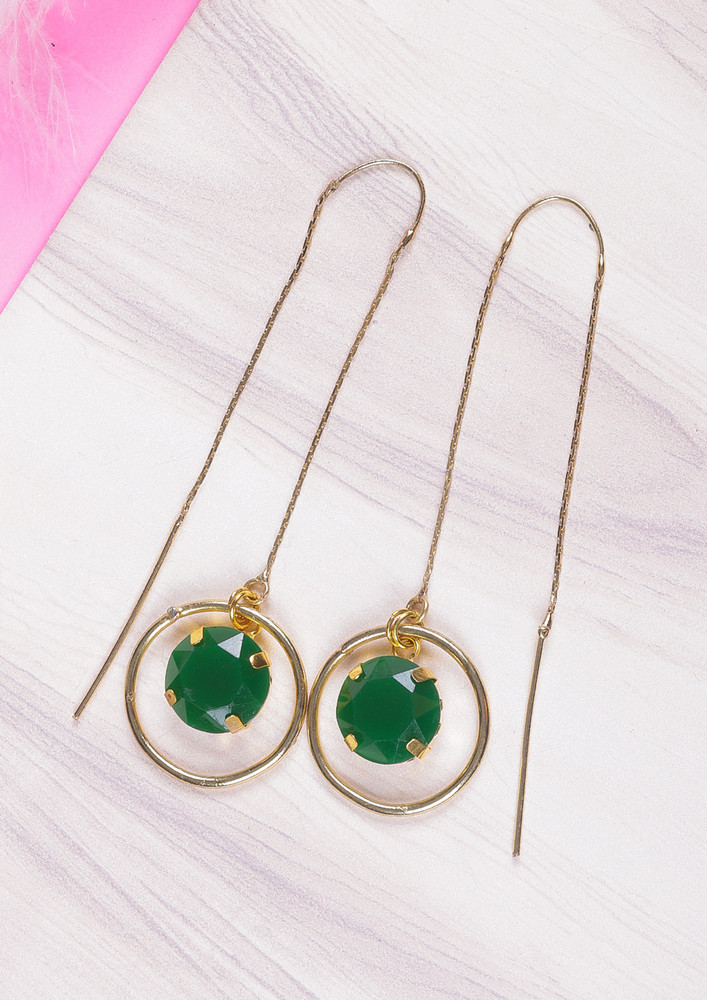 Women Cherished Rose Gold-plated Green Drop Earrings