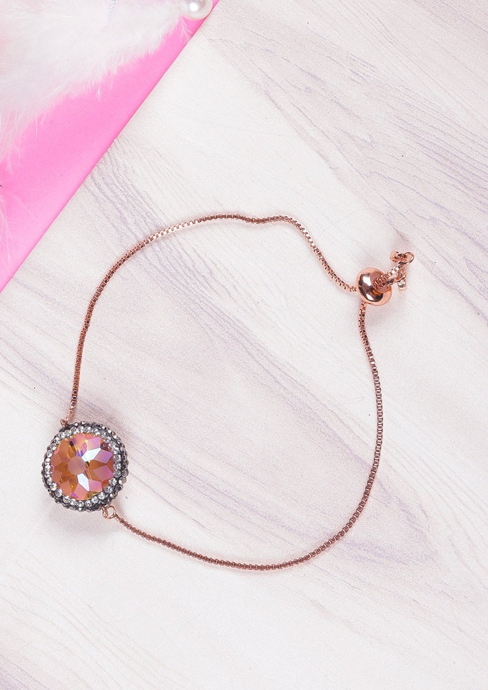 Rose Gold-plated Funky Pink Cz-studded Bracelet