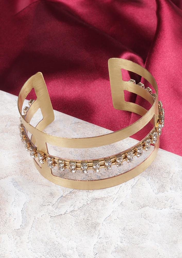 Gold-plated Transparent Cz-studded Unique Bracelet