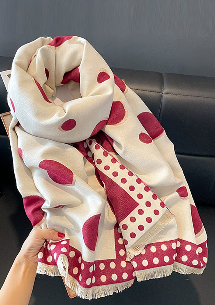 TWO-TONE RED POLKA DOT PATTERN SCARF