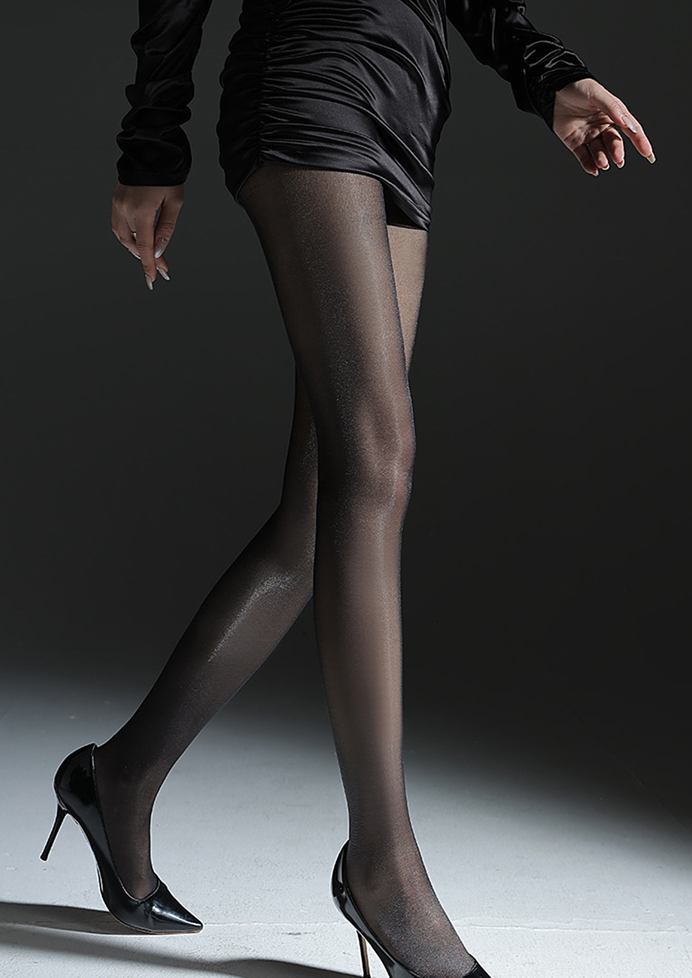 Buy SHEER BLACK FREE SIZE SHINY STOCKINGS for Women Online in India
