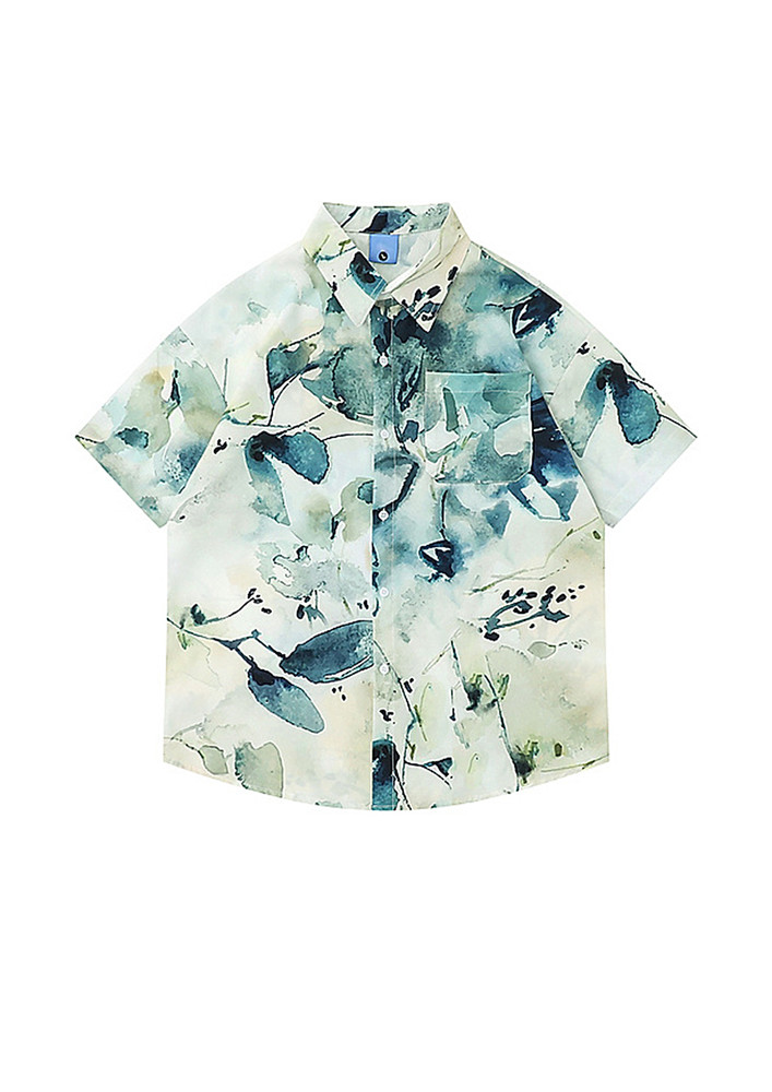 Printed Button-up Polyester Shirt