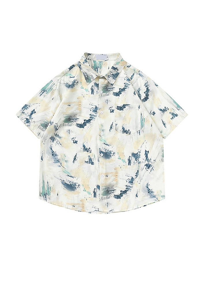 Apricot Printed Loose Buttoned Shirt