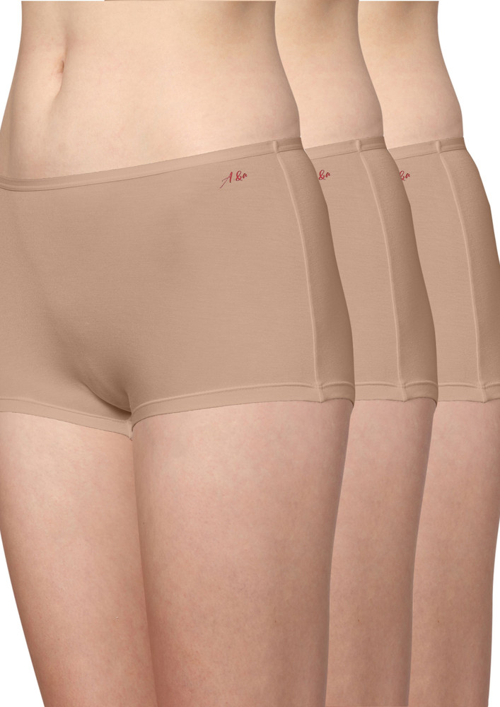 Ashleyandalvis Anti Bacterial, Bamboo Micromodal,  Premium Panty, Women Boy Shorts Brief, No Itching, 2x Moisture Wicking Daily Use Underwear, Odour Free,  (color-nude-nude-nude) (pack Of 3)