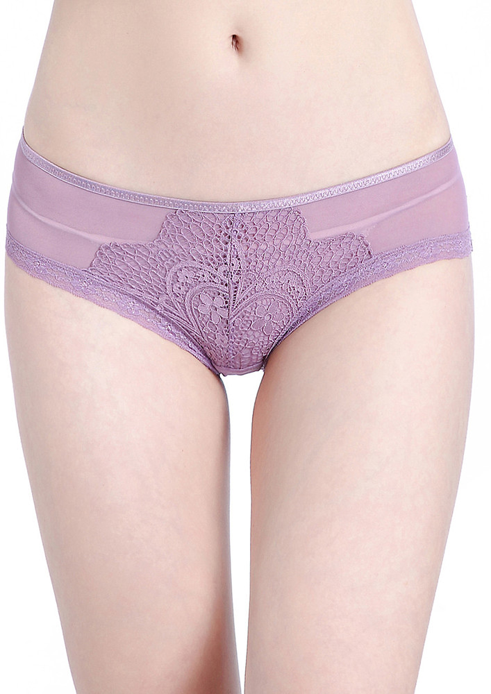 Lacy Mesh Purple Sheer Bikini Panty