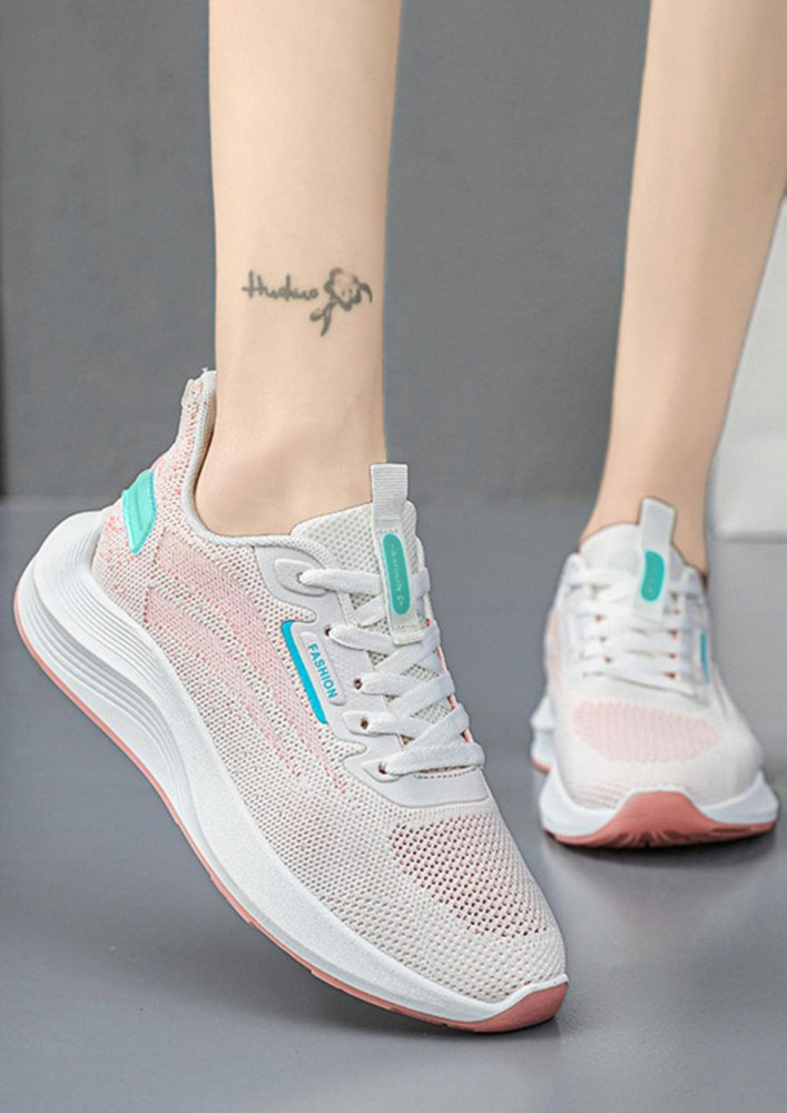 WHITE-PINK CASUAL RUNNING SHOES
