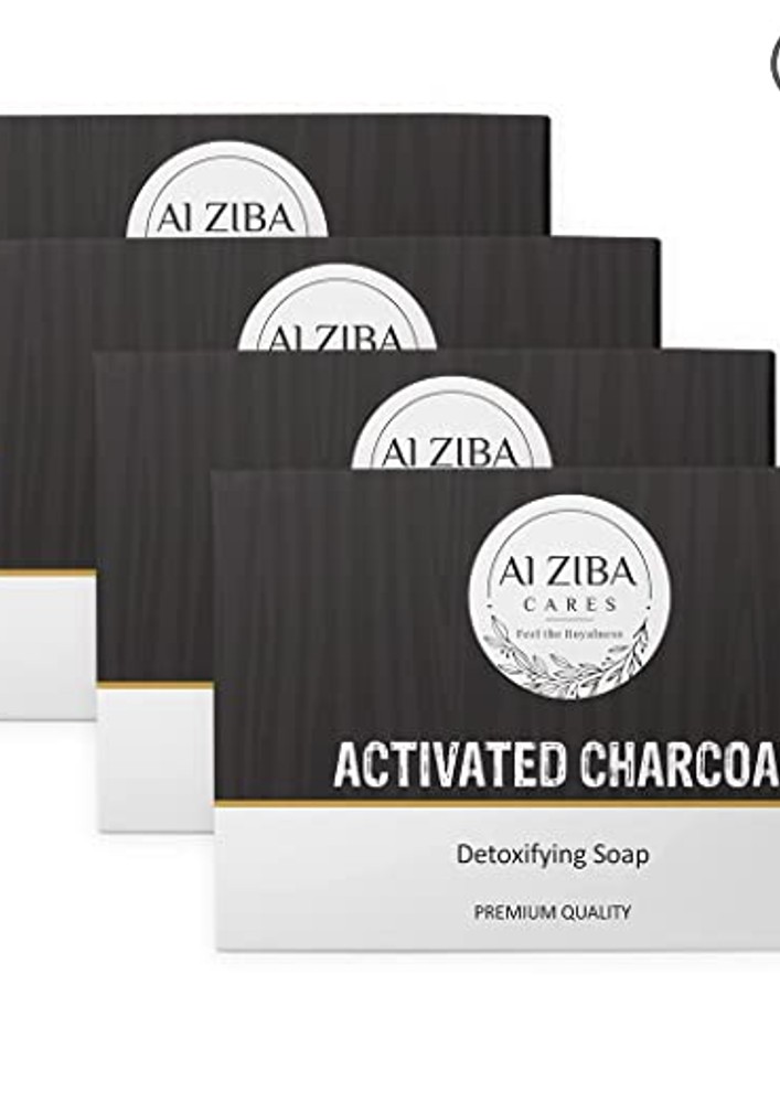 Alziba Activated Charcoal Detoxifying Bathing Soap Bar - Pack Of 4 X 100 Gm