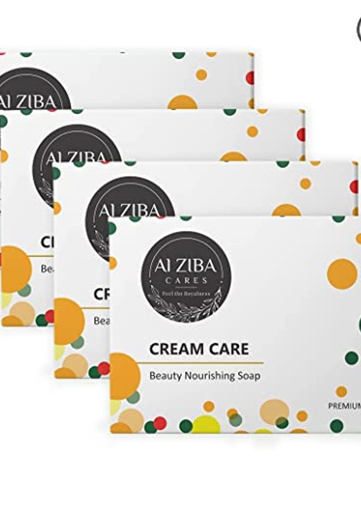 ALZIBA Cream Care Beauty Nourishing Bathing Soap Bar With Almond Oil & Vitamin E - Pack of 4 x 100 GM