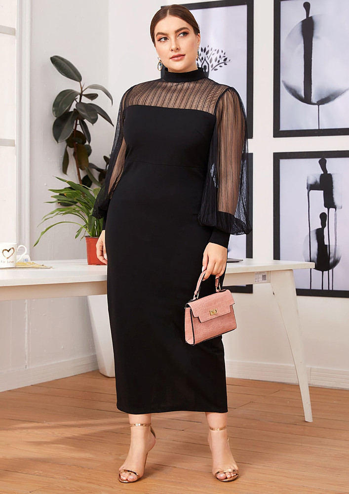 Black Zip-back Plus Size Maxi Dress