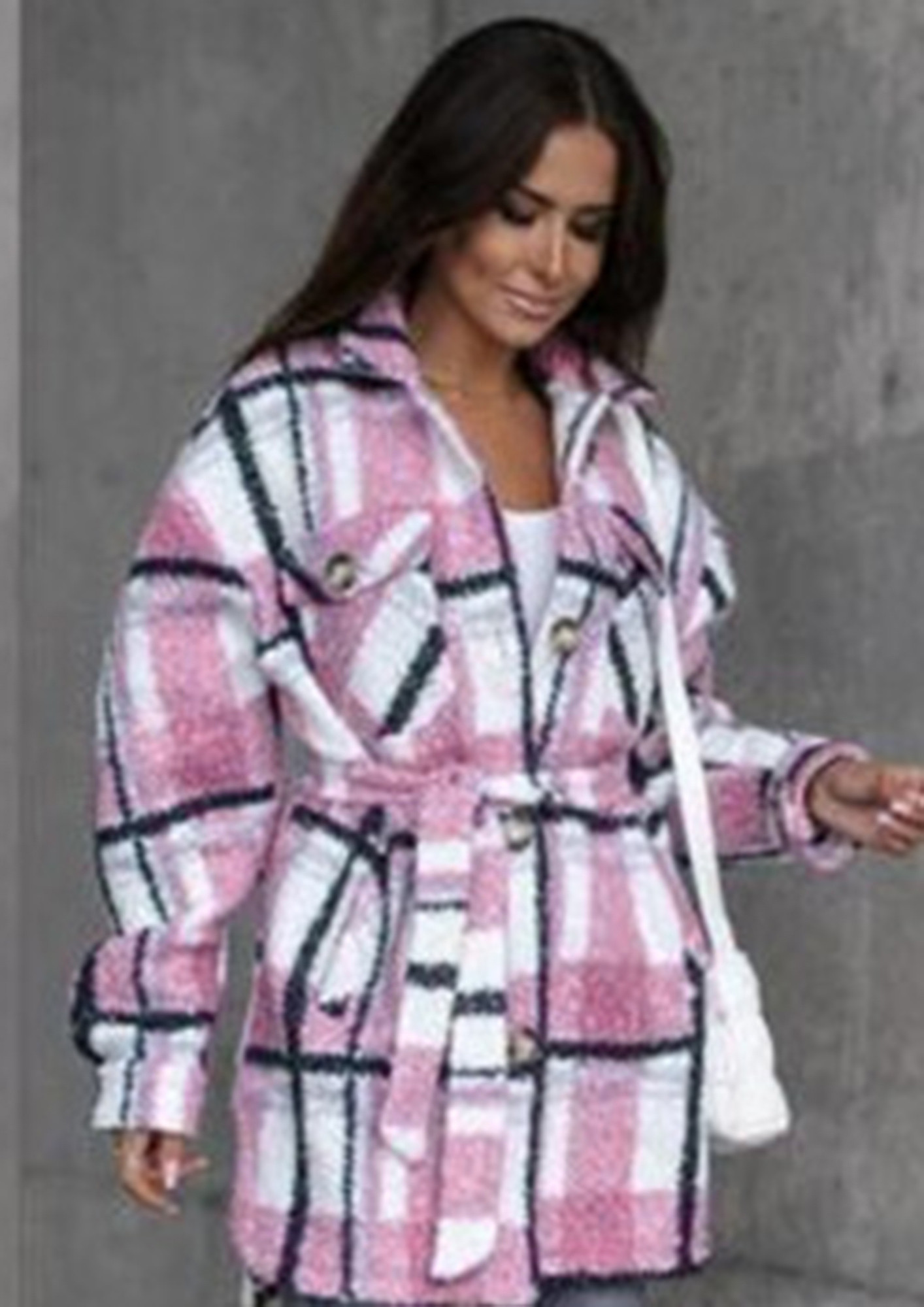 PLAID IN WINTERS PINK COAT