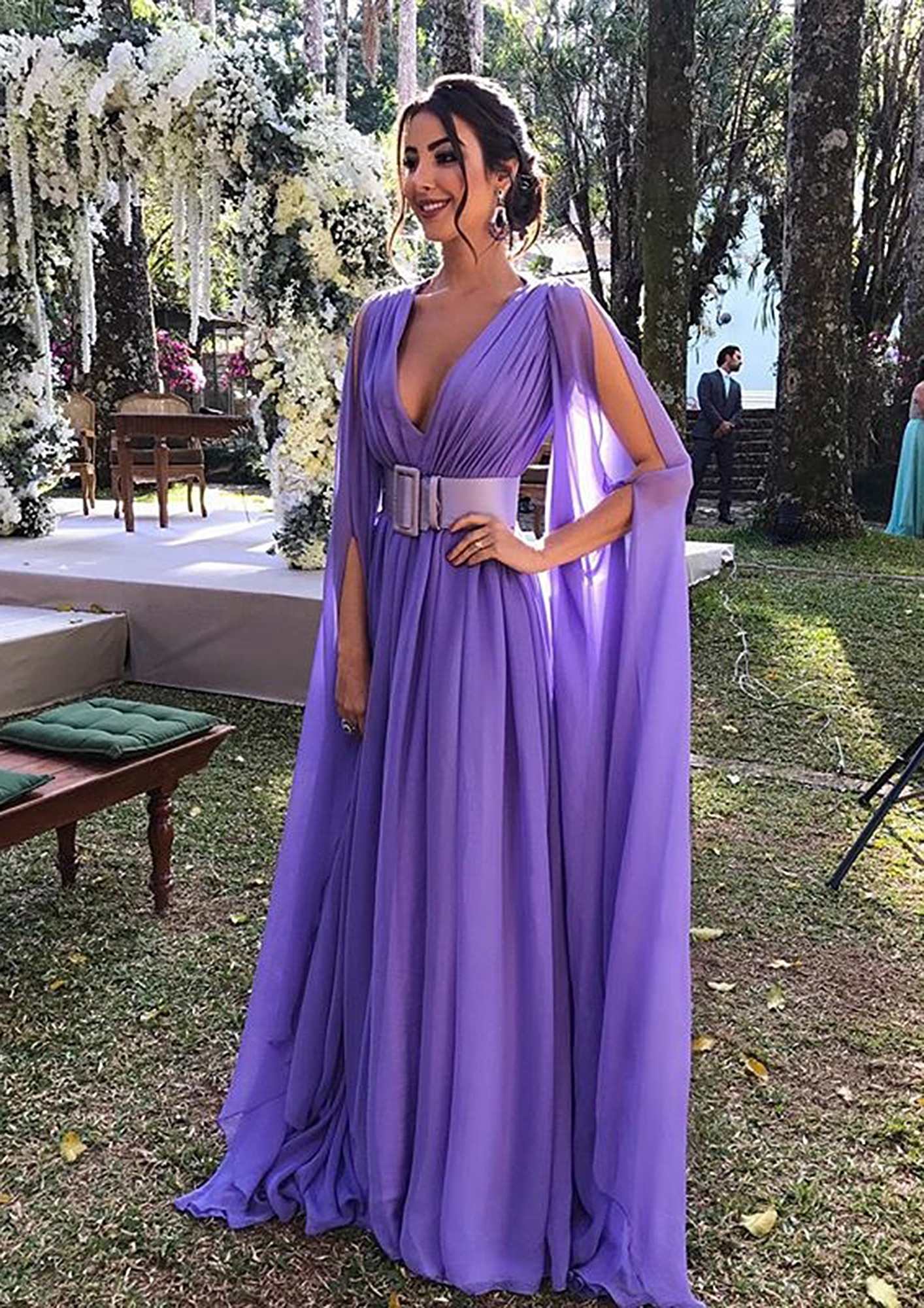 MISS36 - Purple Long Dress for Women A-Line Party Evening Dress