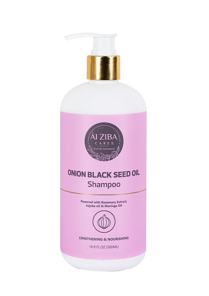 Onion and Black Seed Oil Shampoo with Rosemary Extract, Jojoba oil and Moringa Oil- Lengthening and Nourishing- 500 ML