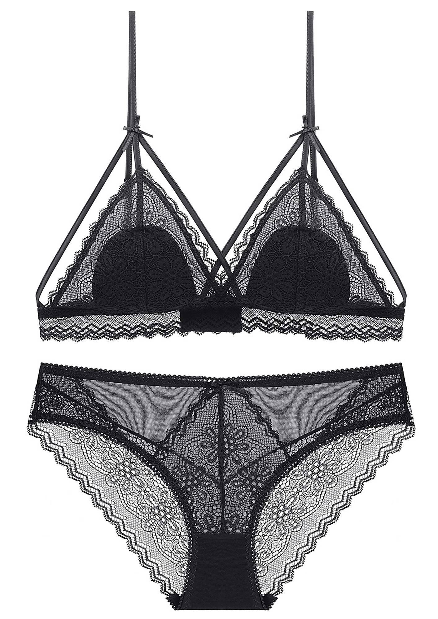 Buy THIN STRAP BLACK LACY LINGERIE SET for Women Online in India