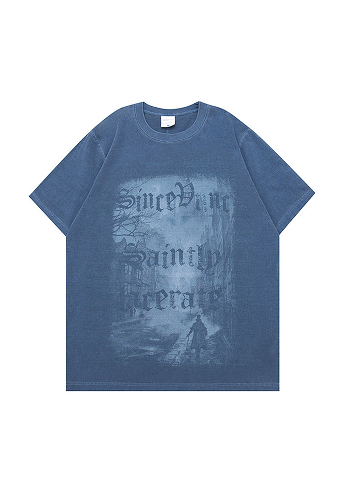 Blue Faded Graphic T-shirt