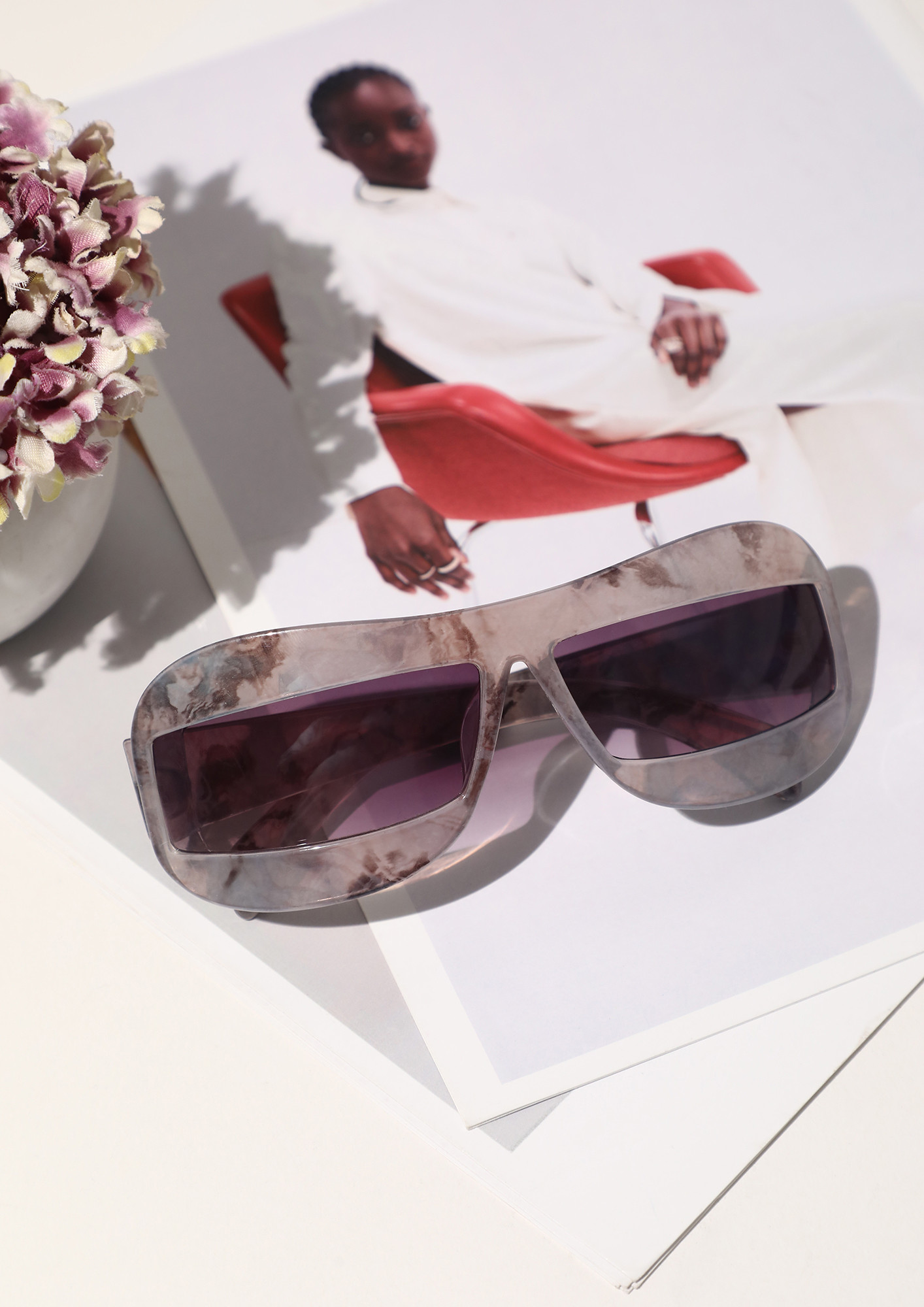 Funky Pink-Grey Y2K Sunglasses