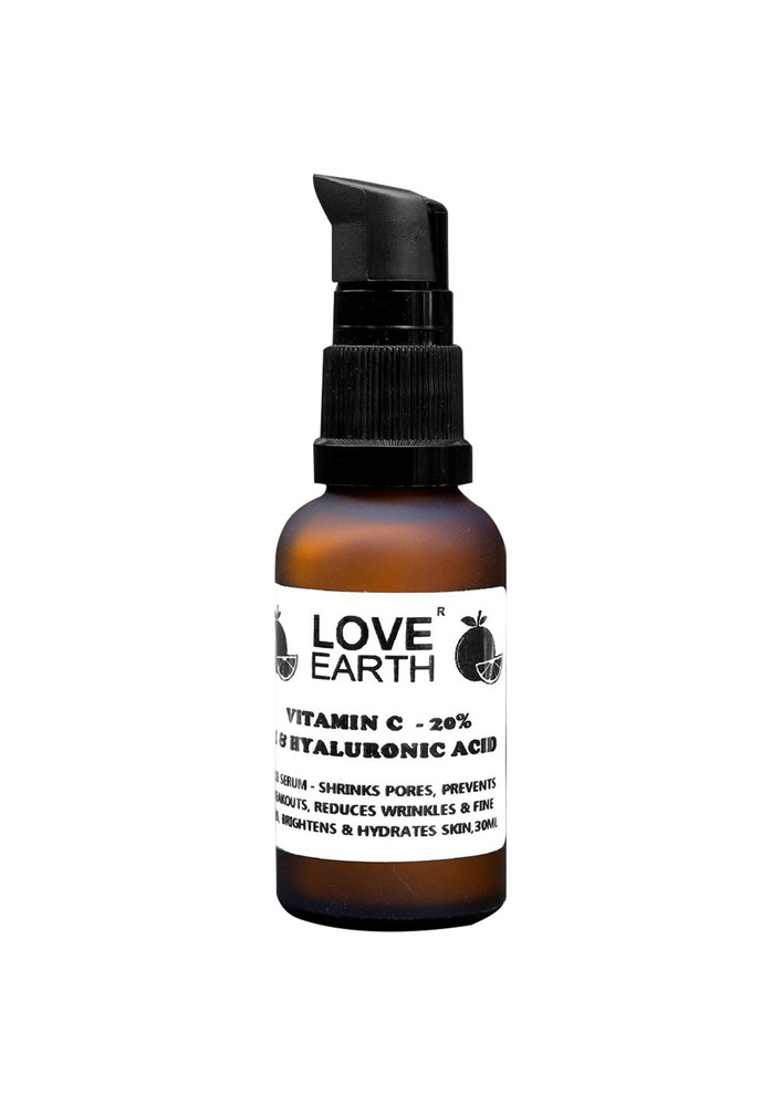 Love Earth Vitamin C Serum For Skin Hydration, Reduces Wrinkles & Hyperpigmentation With Pure Vitamin C & Organic Witch Hazel 30ml