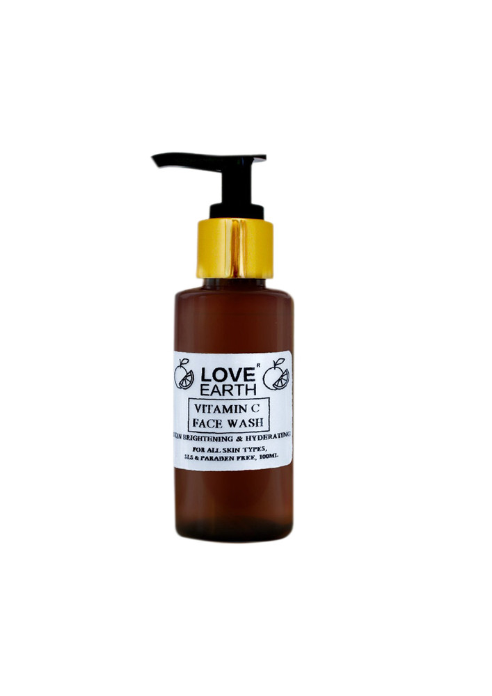 Love Earth Vitamin C Face Wash With Pure Vitamin C, Ashwgandha & Aloe Vera Extracts For Skin Hydration & Skin Radiance For All Skin Types 100ml