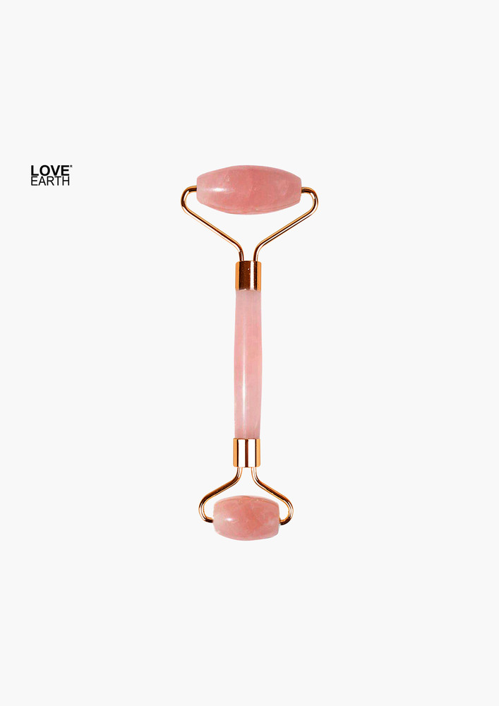 Love Earth Rose Quartz Face Roller Massage Tool With Rose Quartz Crystal For Anti-Ageing, Eliminates Toxins And Reduces Dark Circles