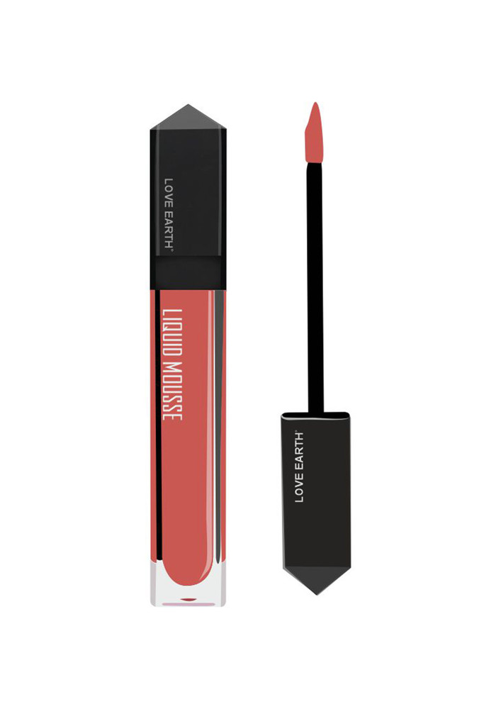 Love Earth Liquid Mousse Lipstick - Bottomless Mimosas Matte Finish | Lightweight, Non-Sticky, Non-Drying,Transferproof, Waterproof | Lasts Up to 12 hours with Vitamin E and Jojoba Oil - 6ml