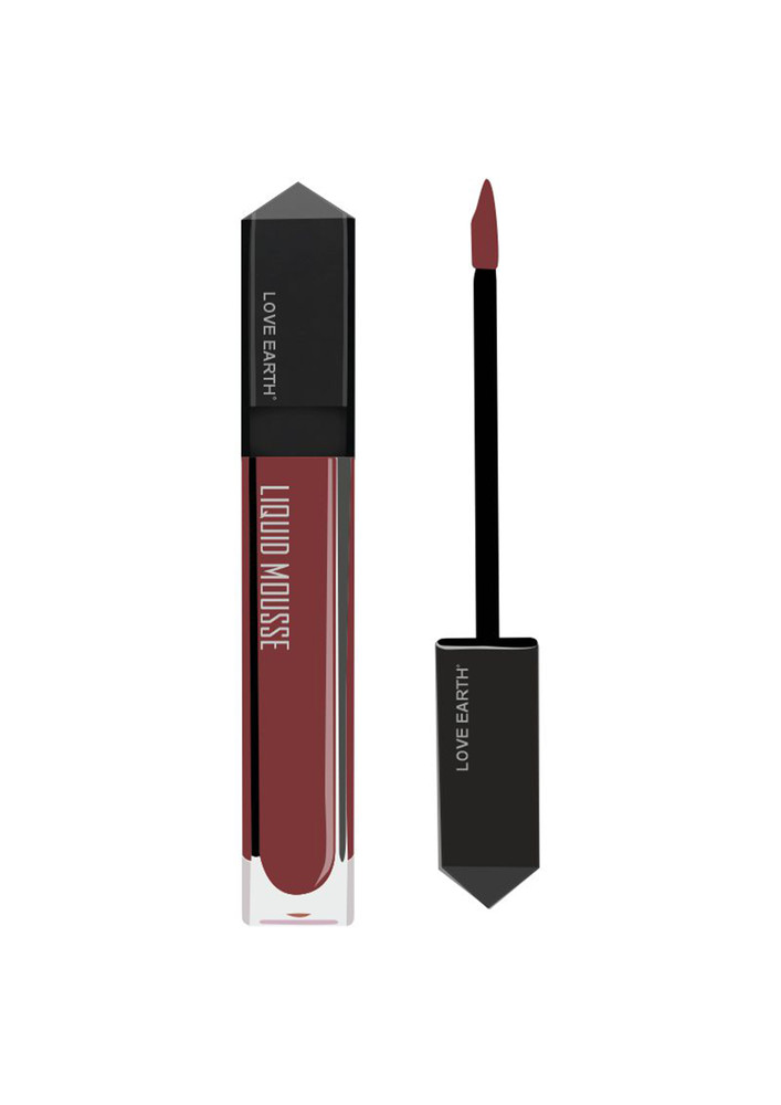 Love Earth Liquid Mousse Lipstick - Irish Coffee Matte Finish | Lightweight, Non-Sticky, Non-Drying,Transferproof, Waterproof | Lasts Up to 12 hours with Vitamin E and Jojoba Oil - 6ml