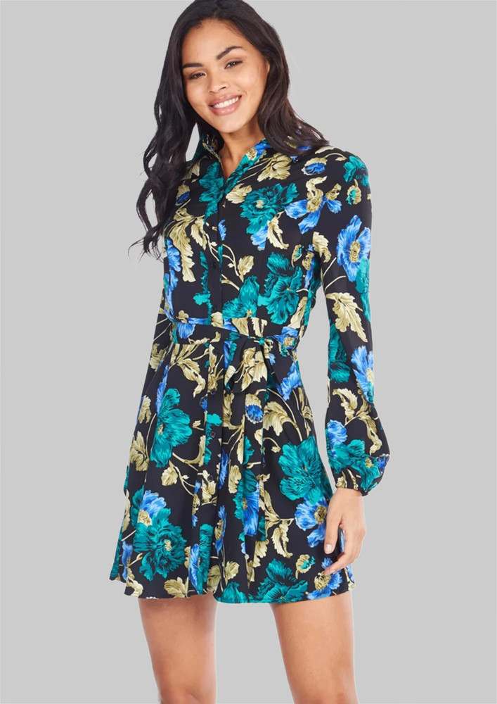 Zachi Floral Print Shirt Dress