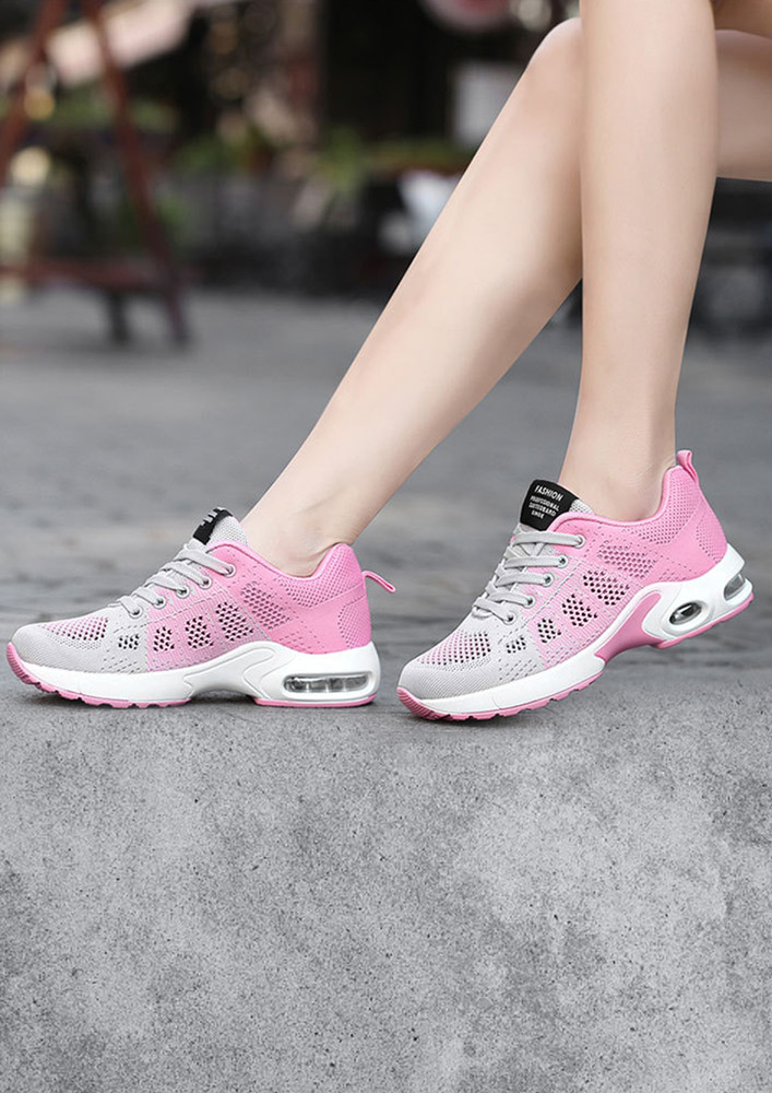 PINK CONTRAST SOLE RUNNING SHOES