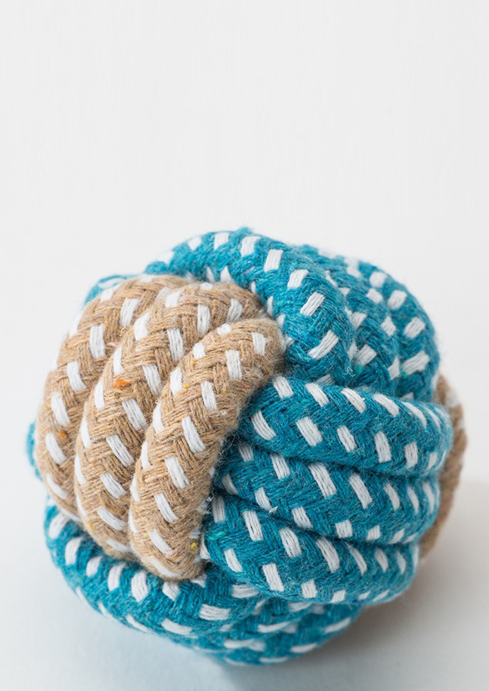 BLUE COTTON ROPE BALL DOG TOY