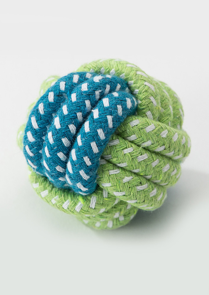 GREEN COTTON ROPE BALL DOG TOY