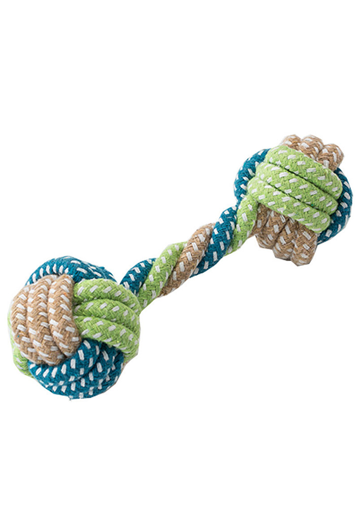 BLUE & GREEN DUMBELL-SHAPE DOG ROPE TOY