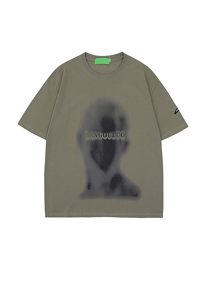 Grey Graphic Print Loose T-shirt
