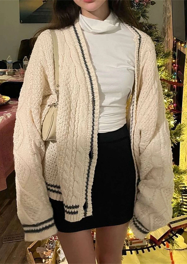 OFF-WHITE EMBROIDERED CARDIGAN