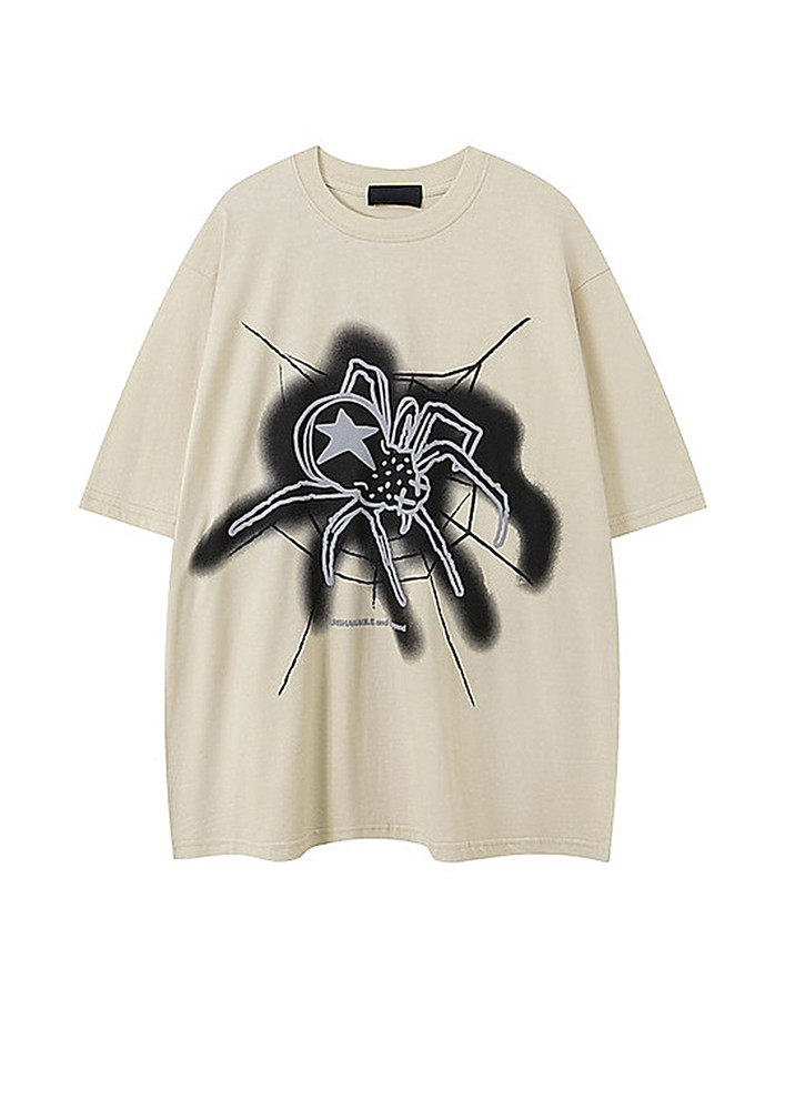 Apricot Front Graphic Print Cotton Tee