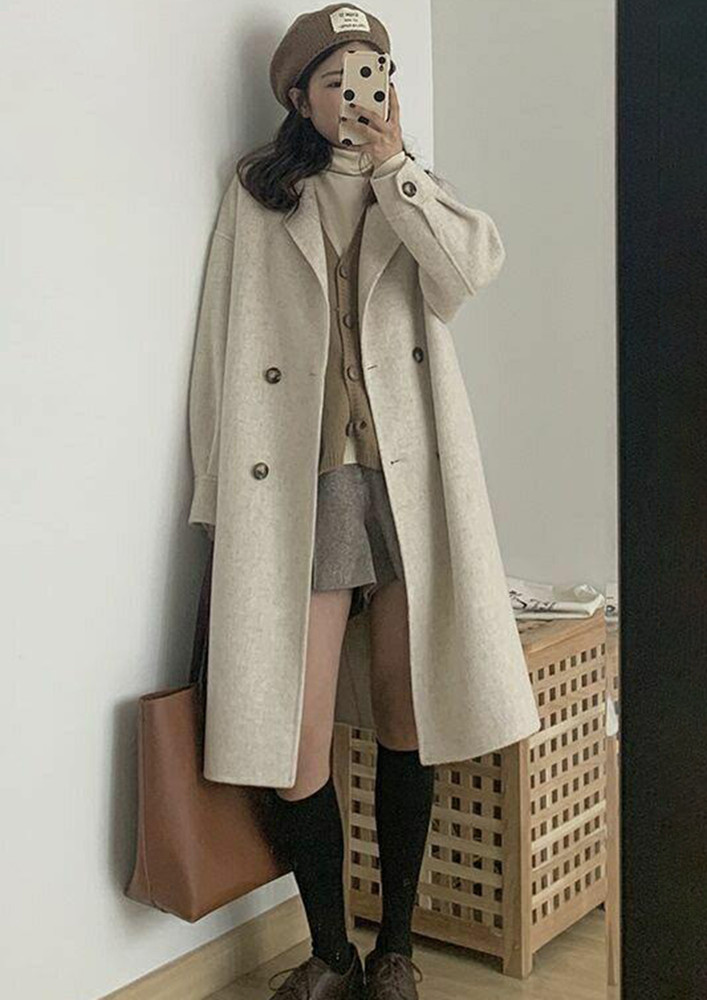 DOUBLE-BREASTED LOOSE FIT APRICOT COAT