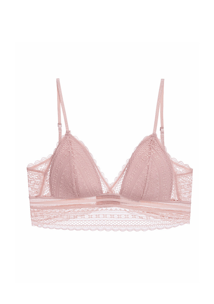 PINK LACY TRIANGULAR-CUP BRALETTE