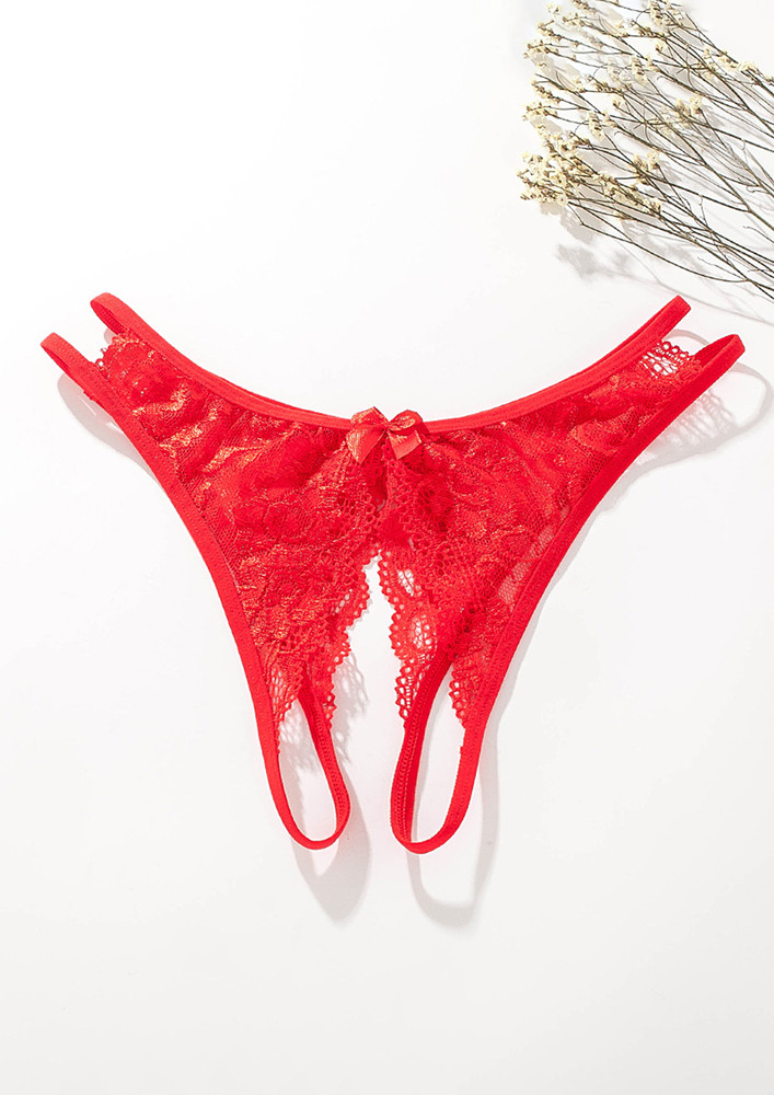 CUT-OUT DETAIL LOW-WAISTED RED THONG