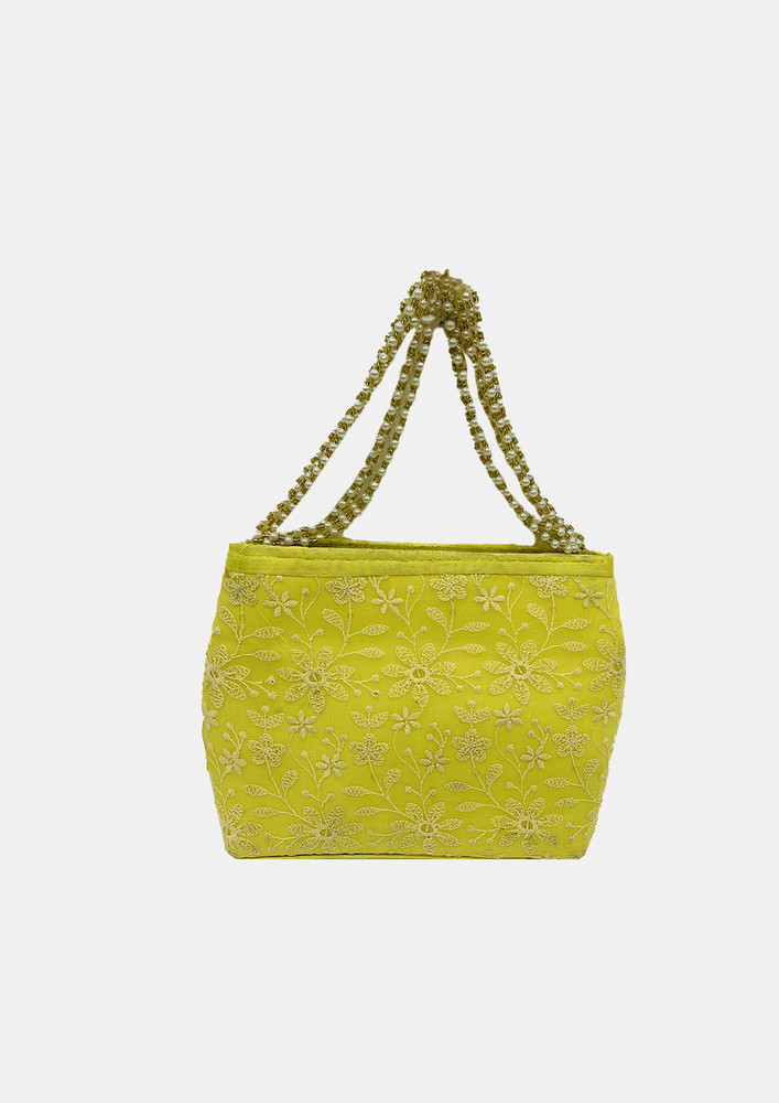 Fashionable Indian Party Yellow Handbag For Women