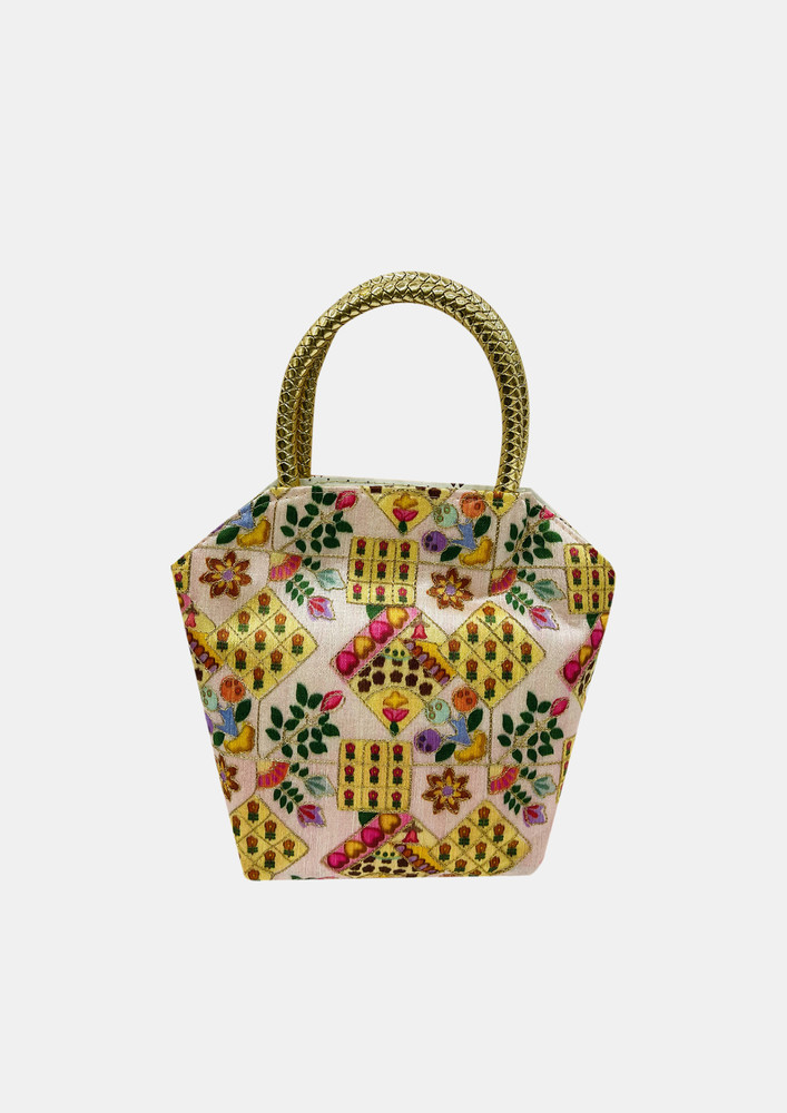Traditional Ethnic Party Handbag For Women (Peach)