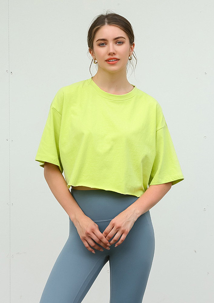 Green Boxy Fit Cotton Cropped T-ee